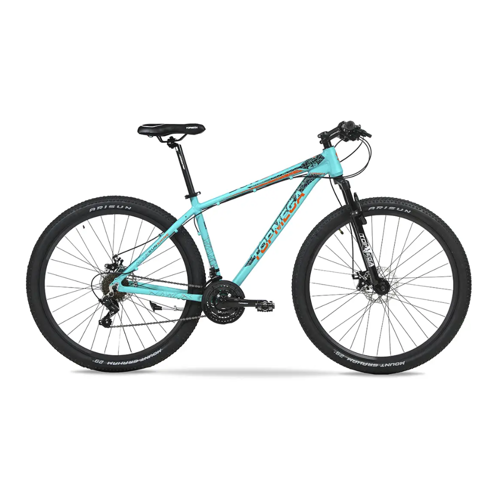 Bicicleta MTB TOPMEGA Sunshine R29 Celeste Naranja Talle L
