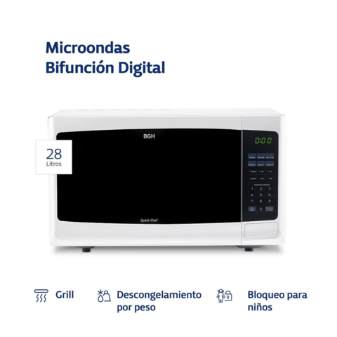 Microondas Grill BGH Quick Chef 28 litros B228DB9