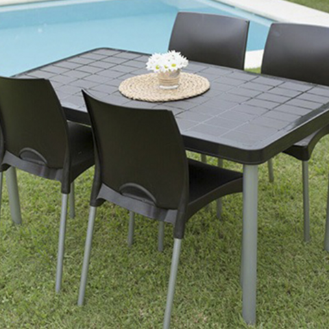 JUEGO DE JARDIN GARDEN LIFE MESA TOKIO + 4 SILLAS BOSTON NEGRO