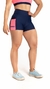 Short feminino para crossfit azul marinho com bolso rosa