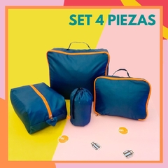 Set para organizar las valijas Azul acero / naranja 4 piezas en internet