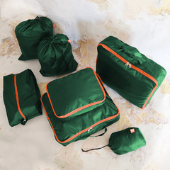 Set para organizar las valijas Verde Pino y Naranja 7 piezas