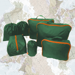 Set para organizar las valijas Verde Pino y Naranja 7 piezas - comprar online