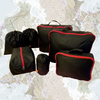 Set para organizar las valijas negro y rojo 7 piezas