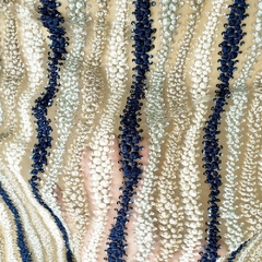 Tecido Tule Premium Bordado Bicolor com Pedrarias Azul Marinho - Tecidos Baratos - Compre e receba em casa.