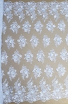 Tecido Tule Bordado 3D Floral com Pérolas Branco 02 - Tecidos Baratos - Compre e receba em casa.