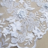 Tecido Tule Bordado 3D Floral com Pérolas Branco 02