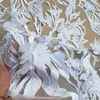 Tecido Tule Bordado 3D Floral Branco 02