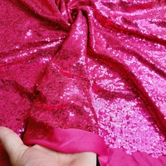 Tecido Malha Bordado com Paetê Fashion Pink - Tecidos Baratos - Compre e receba em casa.
