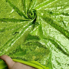 Tecido Malha Bordado com Paetê Fashion Verde Cítrico - loja online