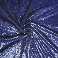 Tecido Malha Bordado com Paetê Fashion Azul Marinho
