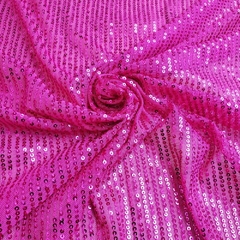 Tecido Tule Bordado com Paetê Paris Pink