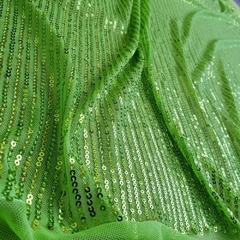 Tecido Tule Bordado com Paetê Paris Verde Cítrico - comprar online