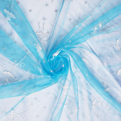 Imagem do Tecido Organza com Glitter Bailarina Azul Turquesa