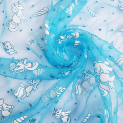 Tecido Organza com Glitter Unicórnio Azul Turquesa - comprar online