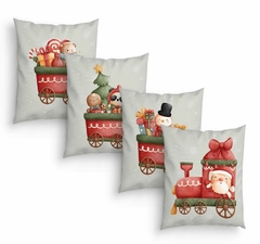 Kit 4 Capas de Almofadas Decorativas Natal Papai Noel Trem - comprar online