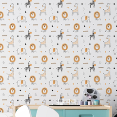 Papel De Parede Adesivo Infantil Safari Laranja 3m - Md5