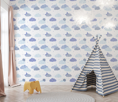 Papel De Parede Infantil Nuvens Azuis - INF504 - comprar online