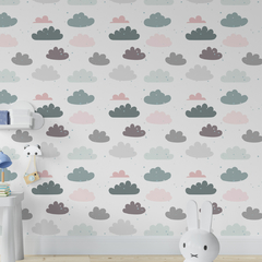 Papel De Parede Adesivo Infantil Nuvens 3m - Md 37