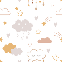 Papel De Parede Adesivo Infantil Nuvens Laranjas 3m - Md 39 - comprar online