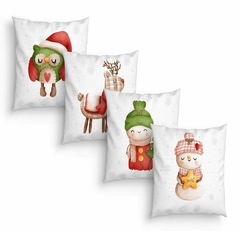 Kit 4 Capas de Almofadas Decorativas Natal Bichinhos Fofos - comprar online
