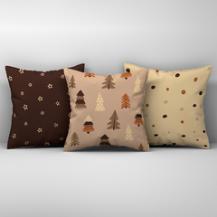 3 Capas de Almofada de Natal Tons Bege 45cm Decoração Sofá