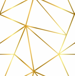 Papel de Parede Adesivo Geométrico Branco e Dourado na internet