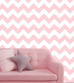 Papel de Parede Chevron Rosa e Branco - comprar online