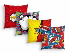 4 Capas de Almofada 45cm Decoração Infantil Heróis - comprar online