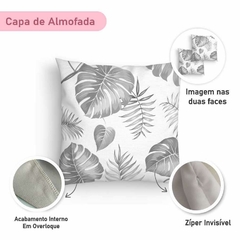 Kit 4 Capas Almofadas Decorativas Folhagem Cinza - comprar online