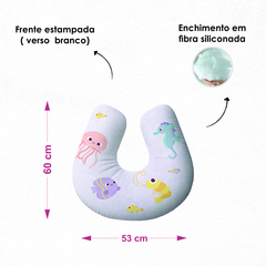 Almofada de Amamentação Com Zíper 100% Algodão - Fundo do mar - Arte e Cores