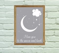 Quadro Decorativo Love you to the moon 02 - Arte e Cores