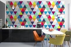 Papel de Parede Geométrico Mosaico Triângulos Coloridos - 12 na internet