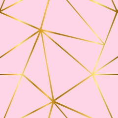 Papel de Parede Geométrico Rosa e Dourado