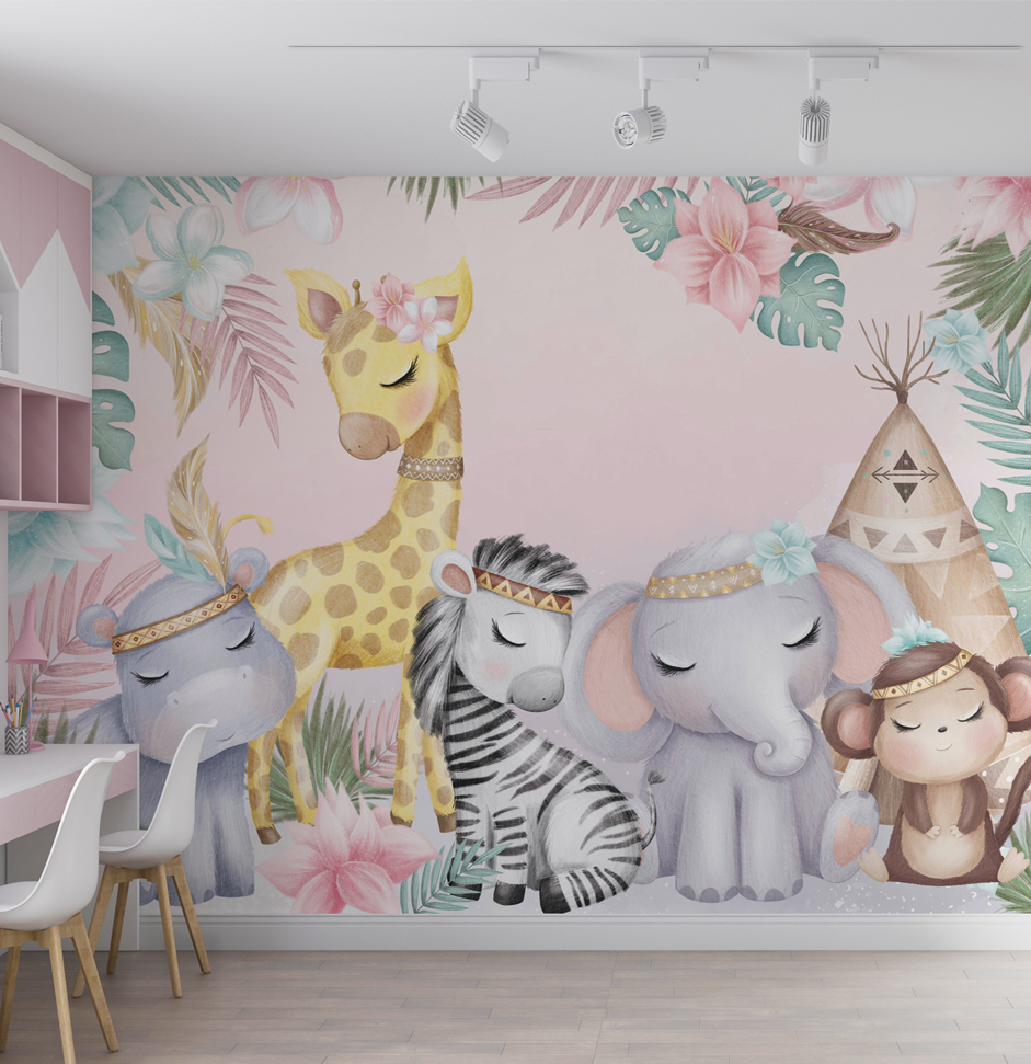 Painel de parede adesivo para quarto infantil Formas e cores