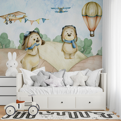 Painel Adesivo de Parede Infantil Urso Aviador