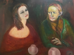 Maria Victoria Aramendía - Arte - Oleo sobre lienzo - Un café con Picasso