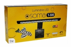 LUMINARIA LED SOMA T-300 PRETA (9W) LED BRANCO/AZUL AUTOVOLT