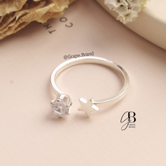 AN 219 - Anillo estrella y cubic cristal (ACERO BLANCO) - comprar online