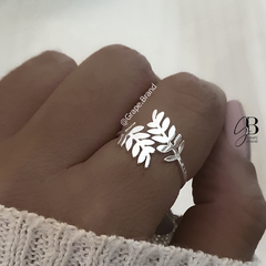 AN 252 - Anillo espigas (ACERO BLANCO)