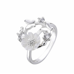 AN 348 - Anillo FLOR y MARIPOSAS (PLATA 925)