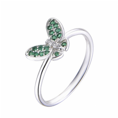 AN 354 - Anillo MARIPOSA VERDE (PLATA 925)