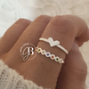 AN 410 - Anillo doble corazon y cubics colores (ACERO BLANCO)