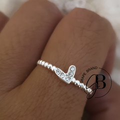 AN 449 - Anillo CORAZON strass (ACERO BLANCO)