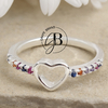 AN 549 - Anillo corazon calado cubics colores (PLATA LAMINADA)