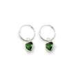 AR 1015 - Aros argollas 12 mm CORAZON VERDE (PLATA 925)