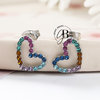 AR 1160 - Aros CORAZON strass colores (ACERO BLANCO)