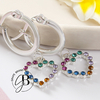 AR 1292 - Aros argollas CORAZON strass colores (ACERO BLANCO)