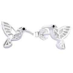 AR 1382 - Aros COLIBRI CRISTAL (PLATA 925)