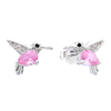 AR 1388 - Aros COLIBRI ROSA (PLATA 925)